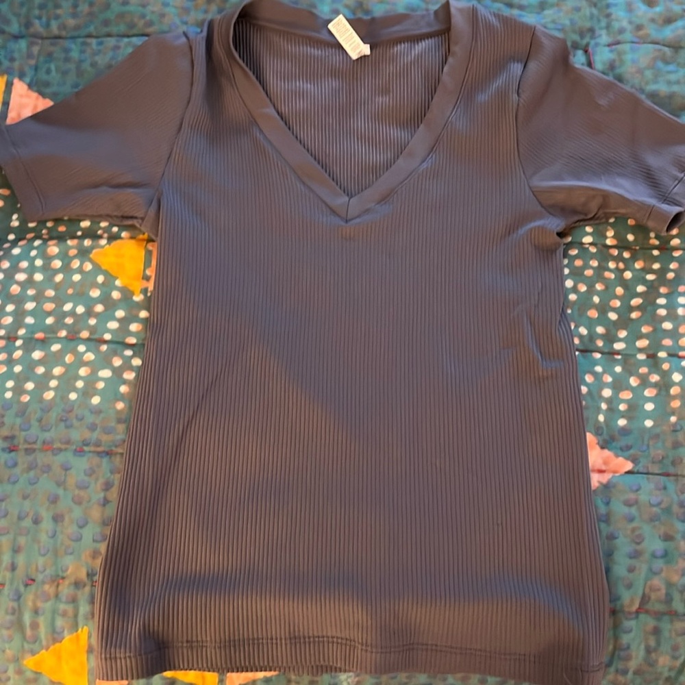 Athleta Renew short sleeve seamless  rib top xs in a slate blue - Picture 1 of 2